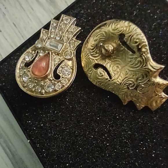 Art Deco Goldtone Fashion Earrings Crystal Baguettes - Picture 5 of 16